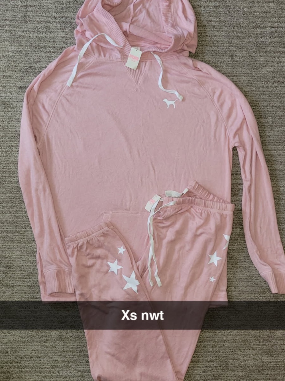 VS Pink Hoodie & Jogger Pajama Set with Star Accents